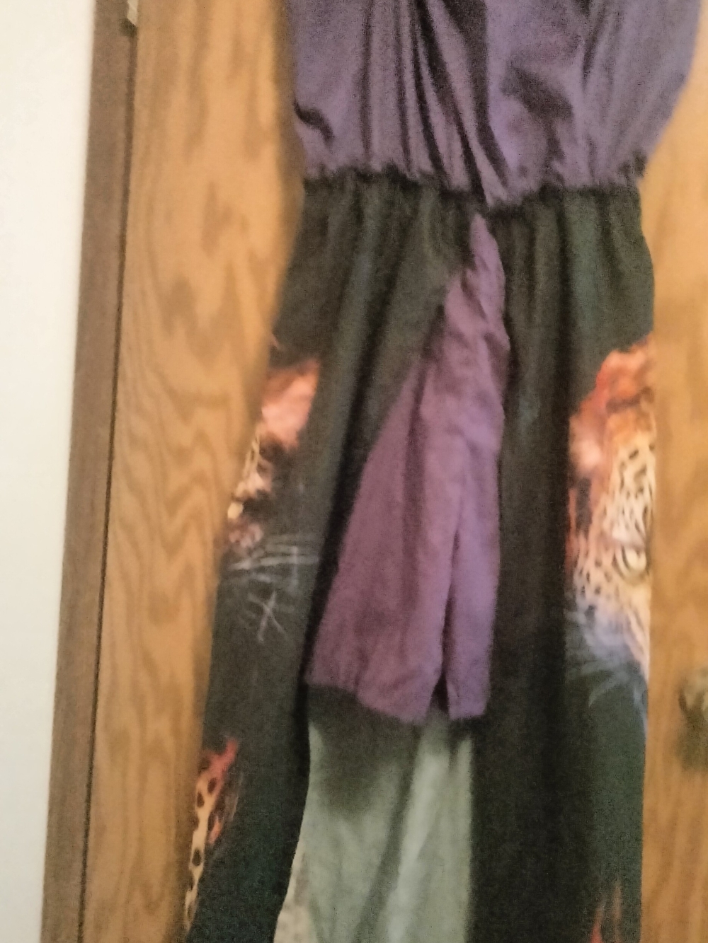 Women's Purple and Black Animal-Print Romper